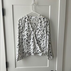 Abound White Long Sleeve Wrap Blouse